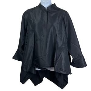 Rubin Singer Studio Taffeta Handkerchief Top Size 22W Black Mandarin Collar NEW